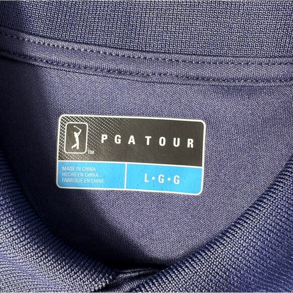 PGA Tour Polo Shirt Mens XL Performance Golf Blue Striped Short Sleeve - Picture 6 of 7